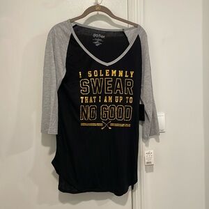 Harry Potter Women's Black & Gray Raglan Long Sleeve Tee - 'I Solemnly Swear'
